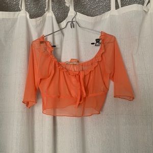 NEVER WORN MESH ORANGE CROP TOP